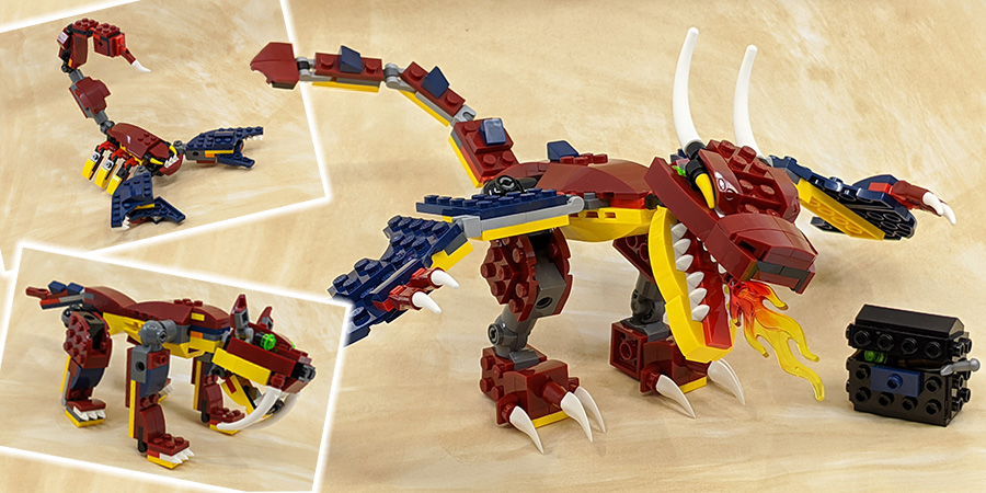 Lego 31102 Creator 1 en 3-Fire Dragon tigre Scorpion Set